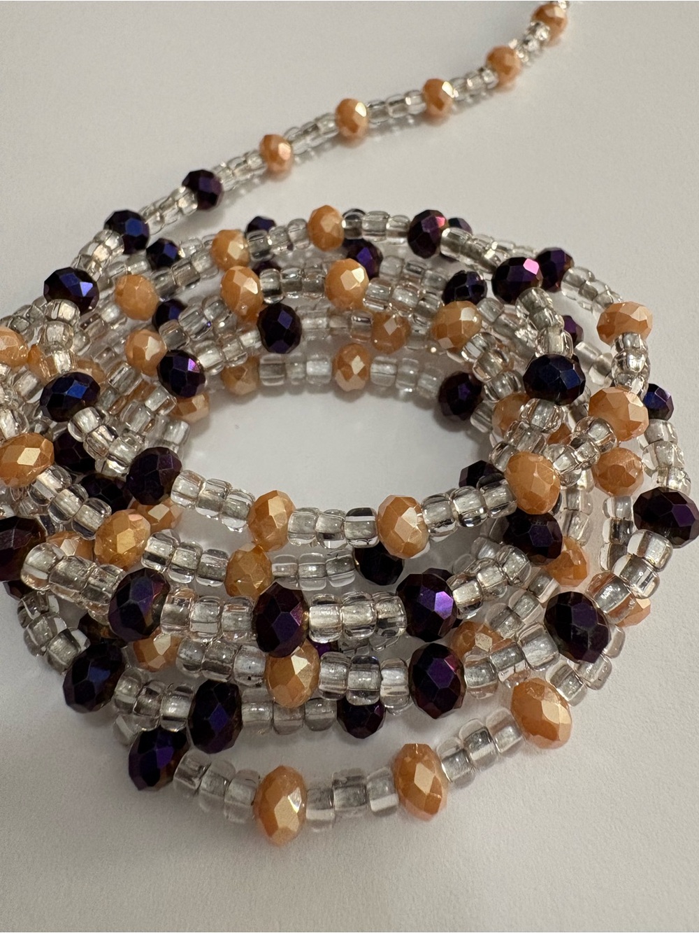 “Royalty ME” Faceted Purple & Peach Waistbeads ~ Take me to the beach - Picture 2 of 6
